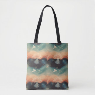 Bolso De Tela Naturaleza abstracta: diseño minimalista de loto y