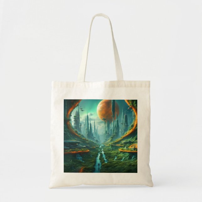 Bolso De Tela Naturaleza alienígena y arte de ciencia ficción fu (Frente)