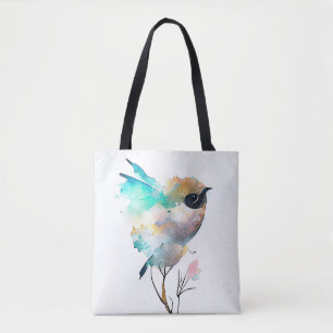 Bolso De Tela Naturaleza animal de aves Naturaleza acuarela Arte