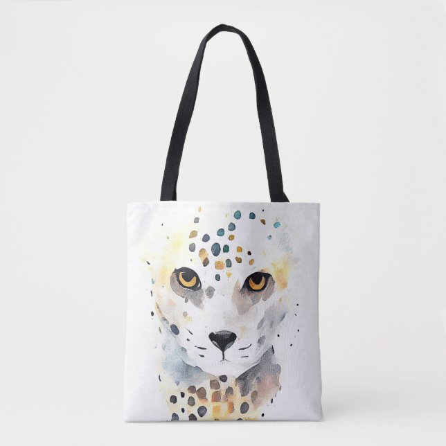 Bolso De Tela Naturaleza animal salvaje Cheetah Pintura de arte  (Anverso)