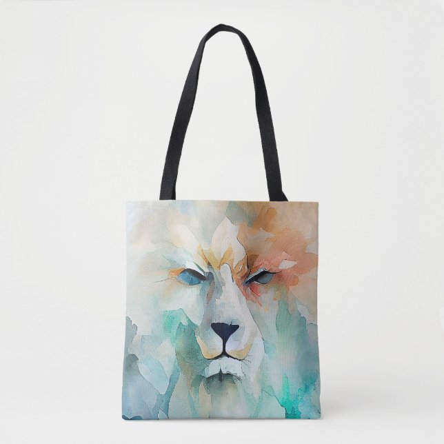 Bolso De Tela Naturaleza animal salvaje de león acuarela Pintura (Anverso)