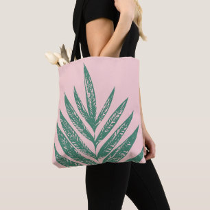 Bolso De Tela Naturaleza botánica Ilustracion tropical verde ros