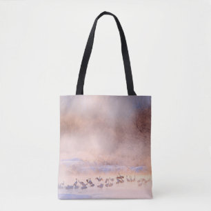 Bolso De Tela Naturaleza de invierno de Japón. Escena de vida si