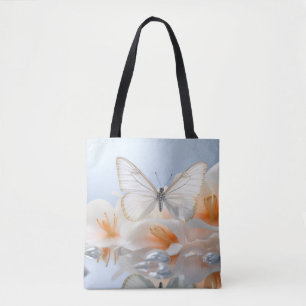 Bolso De Tela Naturaleza de la flor de mariposa Serene Tranquilo