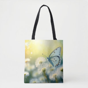 Bolso De Tela Naturaleza de la flor de mariposa Serene Tranquilo
