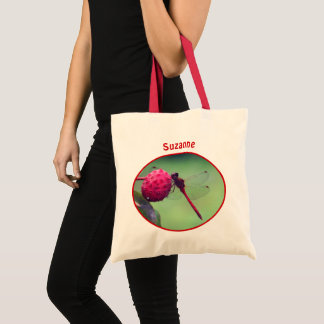 Bolso De Tela Naturaleza de la libélula roja personalizada