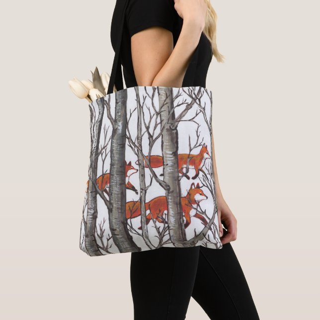 Bolso De Tela Naturaleza de vida silvestre Fox Woods Árboles de  (Detalle)