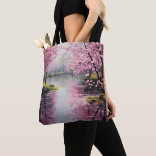 Bolso De Tela Naturaleza del árbol de flores rosadas