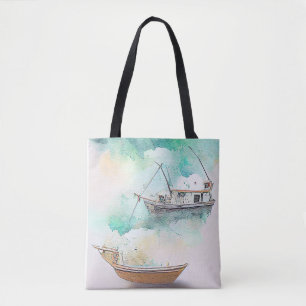 Bolso De Tela Naturaleza del paisaje del puerto pesquero