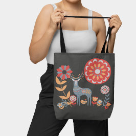 Bolso De Tela Naturaleza floral de aves de arte folclórico escan