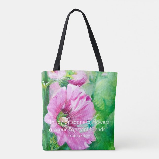 Bolso De Tela Naturaleza floral rosa (Reverso)