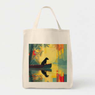 Bolso De Tela Naturaleza minimalista Labrador negro canoa