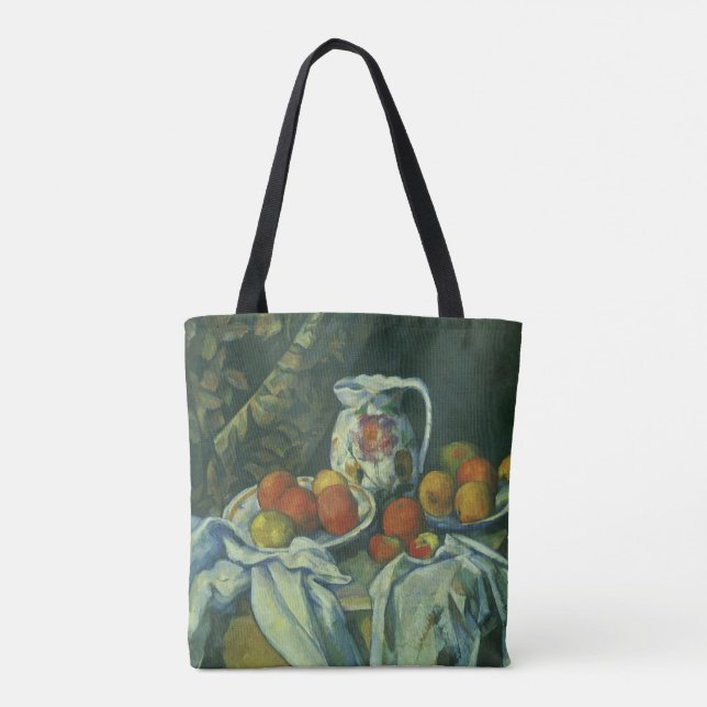 Bolso De Tela Naturaleza muerta, cortina y jarra de Paul Cezanne (Reverso)