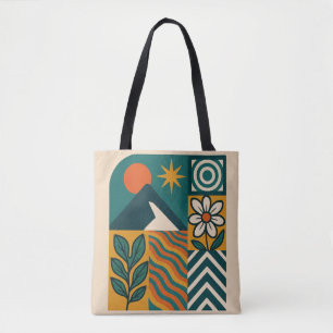 Bolso De Tela Naturaleza retro Resumen Floral geométrica moderni