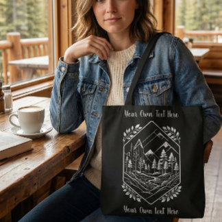 Bolso De Tela Nature Hiker River Badge Your Text