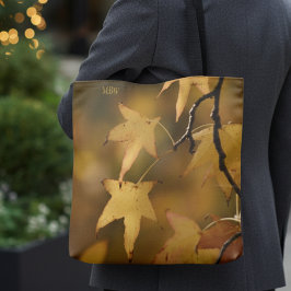Bolso De Tela Nature’s Golden Light Botanical Christmas Monogram