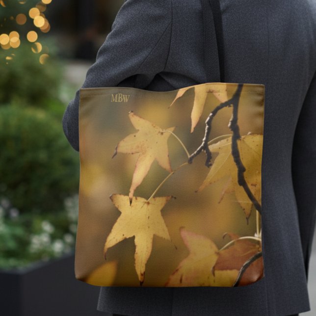 Bolso De Tela Nature’s Golden Light Botanical Christmas Monogram (Subido por el creador)