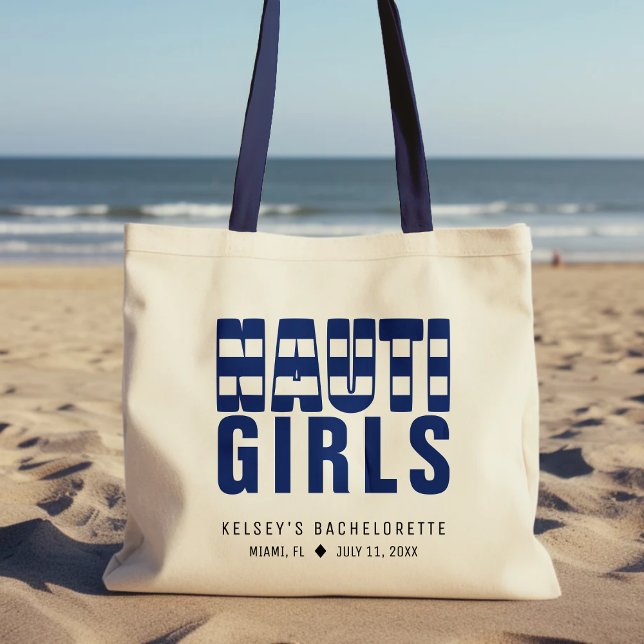 Bolso De Tela Nauti Chicas Bachelorette a rayas náuticas (Nauti Girls Striped Bachelorette Party Tote Bag
)