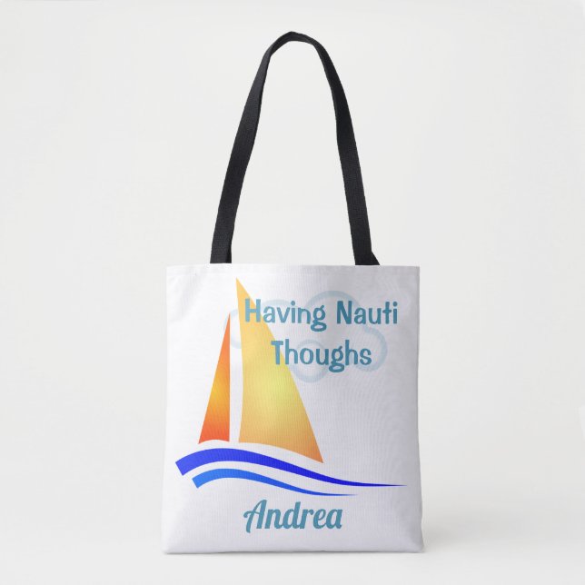 Bolso De Tela Nauti Thoughts Nautical (Anverso)