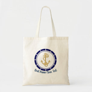 Bolso De Tela Náutica azul de la Marina Central del Ancla Dorada