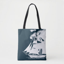 Bolso De Tela Náutica de naves y nubes