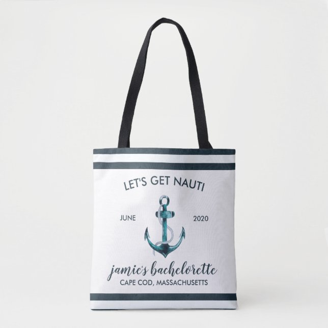 Bolso De Tela Náutica y bachillerato blanco personalizado (Anverso)