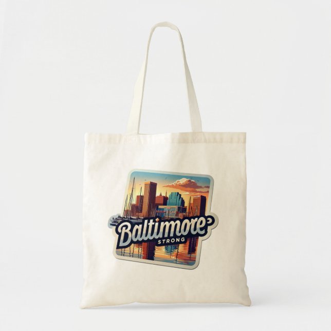 Bolso De Tela Náutica y Noble: Tote fuerte de Baltimore (Frente)