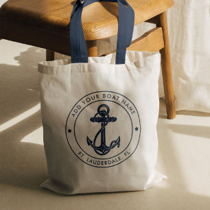 Bolso De Tela Nautical Anchor Bote Nombre Personalizado Azul de