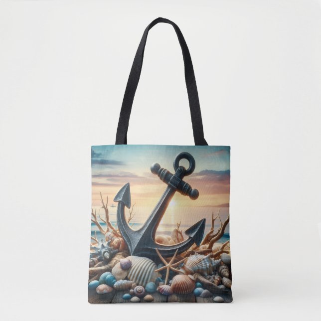 Bolso De Tela Nautical Anchor Tote Bag  (Anverso)