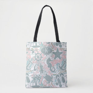 Bolso De Tela Nautical Beach Collage Sage ID840