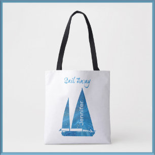 Bolso De Tela Nautical Blue Sailboat