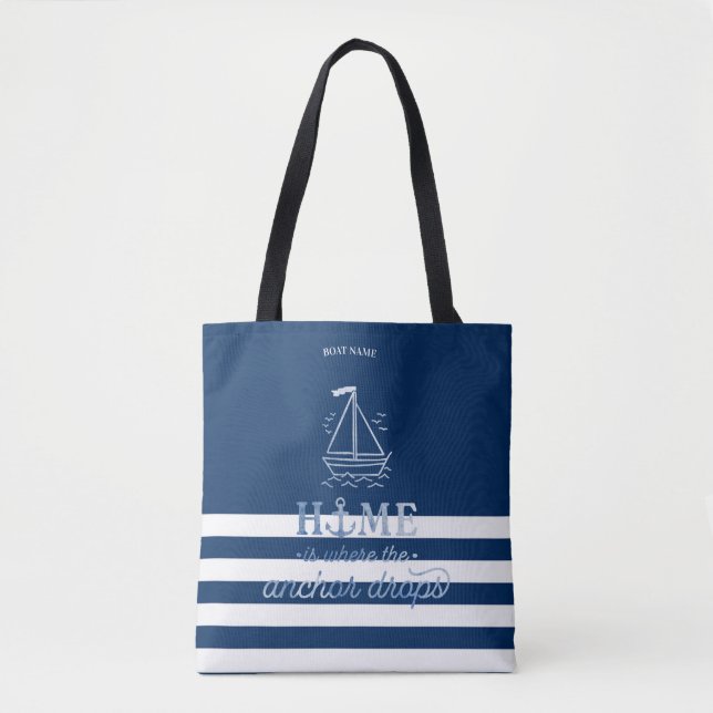 Bolso De Tela Nautical Boat Anchor Nave Blue Strin (Anverso)
