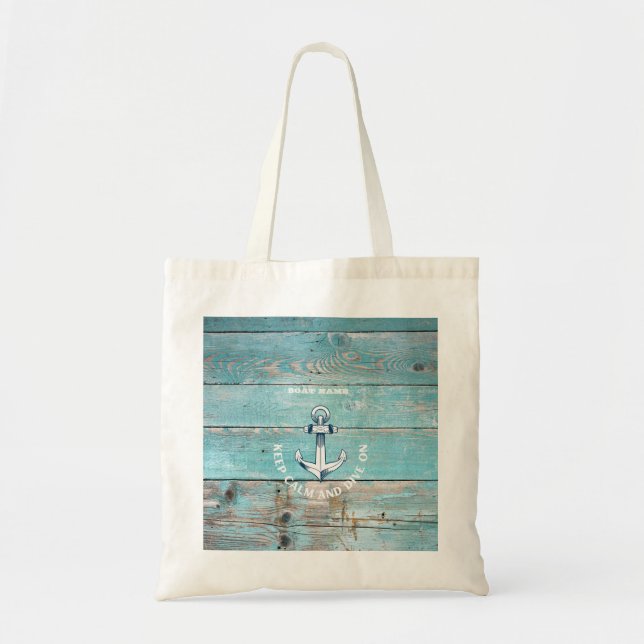 Bolso De Tela Nautical Bote Name Anchor Rustic Wood