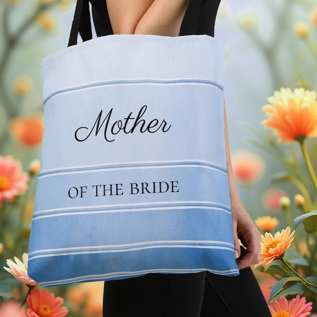 Bolso De Tela Nautical Chic Blue Ton sur Ton Striped Tote Bag (Tote bag featuring a chic painted blue tone on tone striped design with a silver lining)