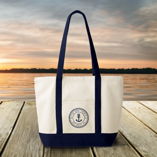 Bolso De Tela Nautical Naval Blue Anchor Personalizado Nombre de (Subido por el creador)