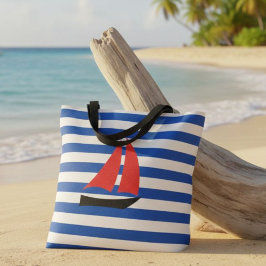 Bolso De Tela nautical striped tote bag, tote bag with sailboat
