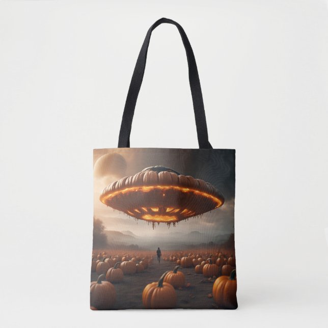 Bolso De Tela Nave Espacial En Calabaza Planeta (Anverso)