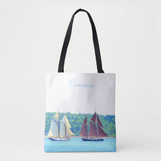 Bolso De Tela navegación de dos schooners (Anverso)