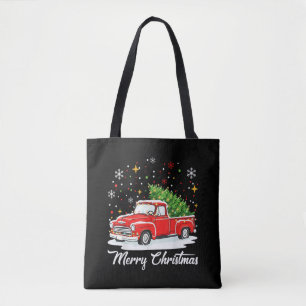 Bolso De Tela Navidad Alegre Camioneta Roja Santa Árbol Familia