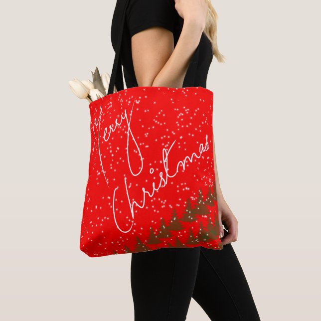 Bolso De Tela Navidad Alegre Dibujada a Mano (Detalle)