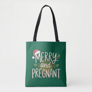 Bolso De Tela Navidad Alegre y Embarazada Anuncio de Embarazo