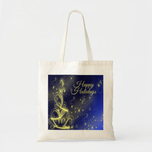 Bolso De Tela Navidad Árbol Fiesta Oro Estrellas Naval Vacacione
