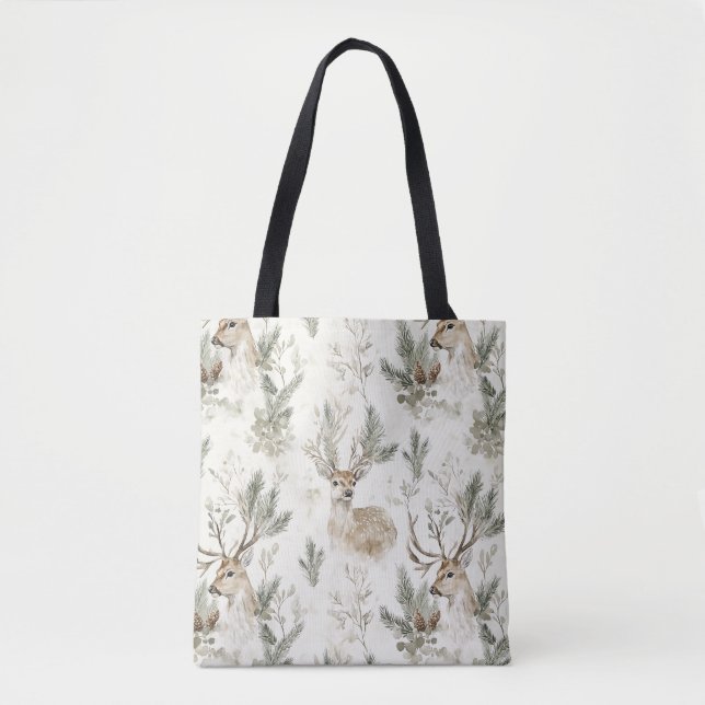 Bolso De Tela Navidad Bosque de Ciervos (Anverso)
