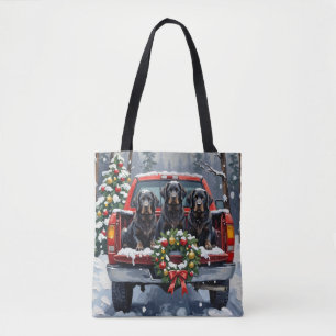 Bolso De Tela Navidad Camioneta Roja Terranova Negra Fiesta