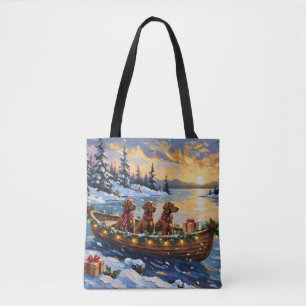 Bolso De Tela Navidad con Barco Setter Rojo Irlandés Festejo