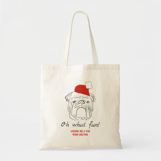 Bolso De Tela Navidad con Bulldog Inglés (Frente)