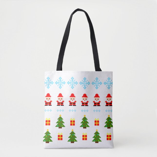 Bolso De Tela Navidad de Arte de Píxel (Anverso)