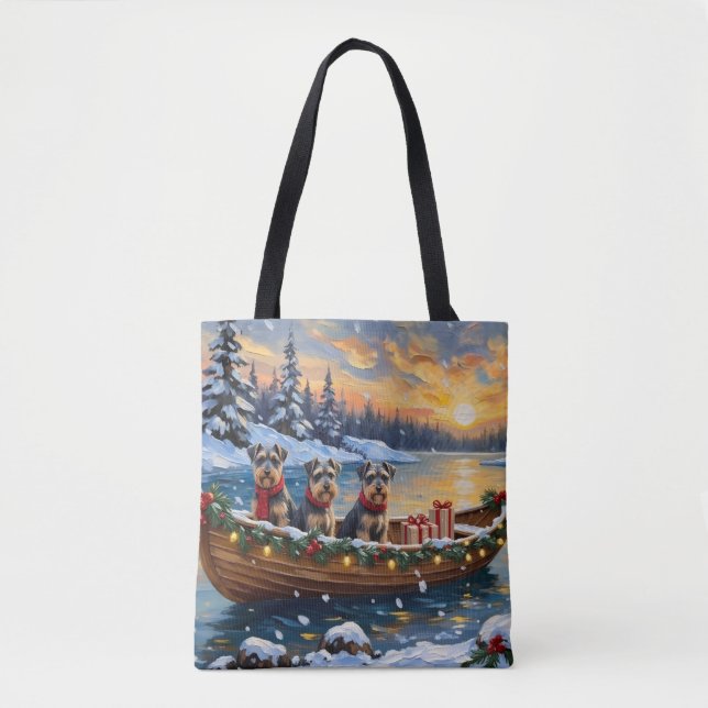Bolso De Tela Navidad de barco de Schnauzer (Anverso)