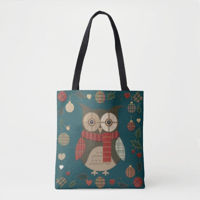 Bolso De Tela Navidad de búho  (Anverso)