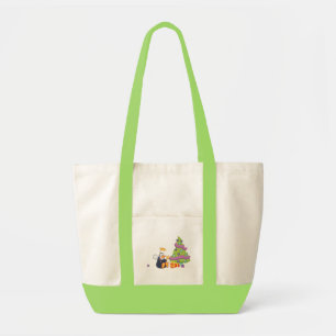 Bolso De Tela Navidad del ángel del pingüino